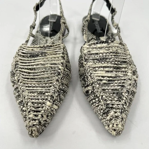 JEFFREY CAMPBELL Shoes Women 7.5 Black Snake Myron Slingback Flat Pointy Leather - Picture 2 of 10